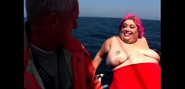  Redhead BBW SinDee Williams gets drilled doggy style on a boat